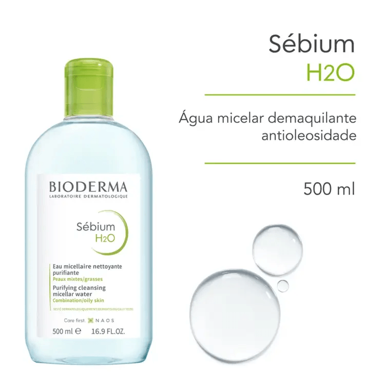 Água Micelar Demaquilante Bioderma Sébium H2O Antioleosidade 500ml